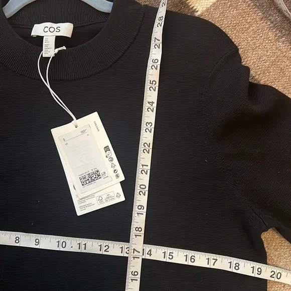 NWT Cos Womens Sweater Small Tunic black Wool blend mock neck Basic Minimalist - Picture 6 of 9
